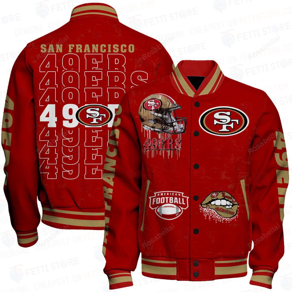 Niners Merchandise San Francisco 49ers National Football League Print Varsity Jacket STM ...
