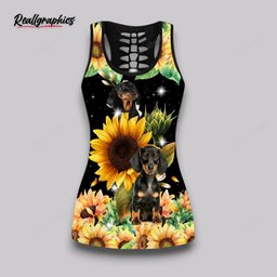 Dachshund With Sunflower Hollow Tanktop Legging Set Outfit TLS0907