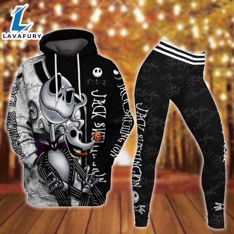 Jack Skellington Graphic Hoodie And Leggings Set HLS1507