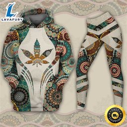 Weed Mandala Hoodie Leggings Set For Women Cannabis Marijuana 420 Weed Shirt Clothing Gifts HLS1507