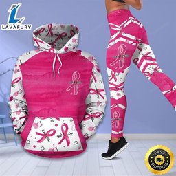 Breast Cancer Awareness All Over Print Leggings Hoodie Set Outfit For Womens HLS1507