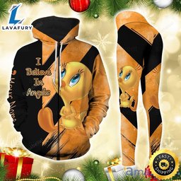 Custom Name Tweety I Believe In Angels Hoodie And Legging Set Gift For Mom Or Your Girl Friend HLS1507