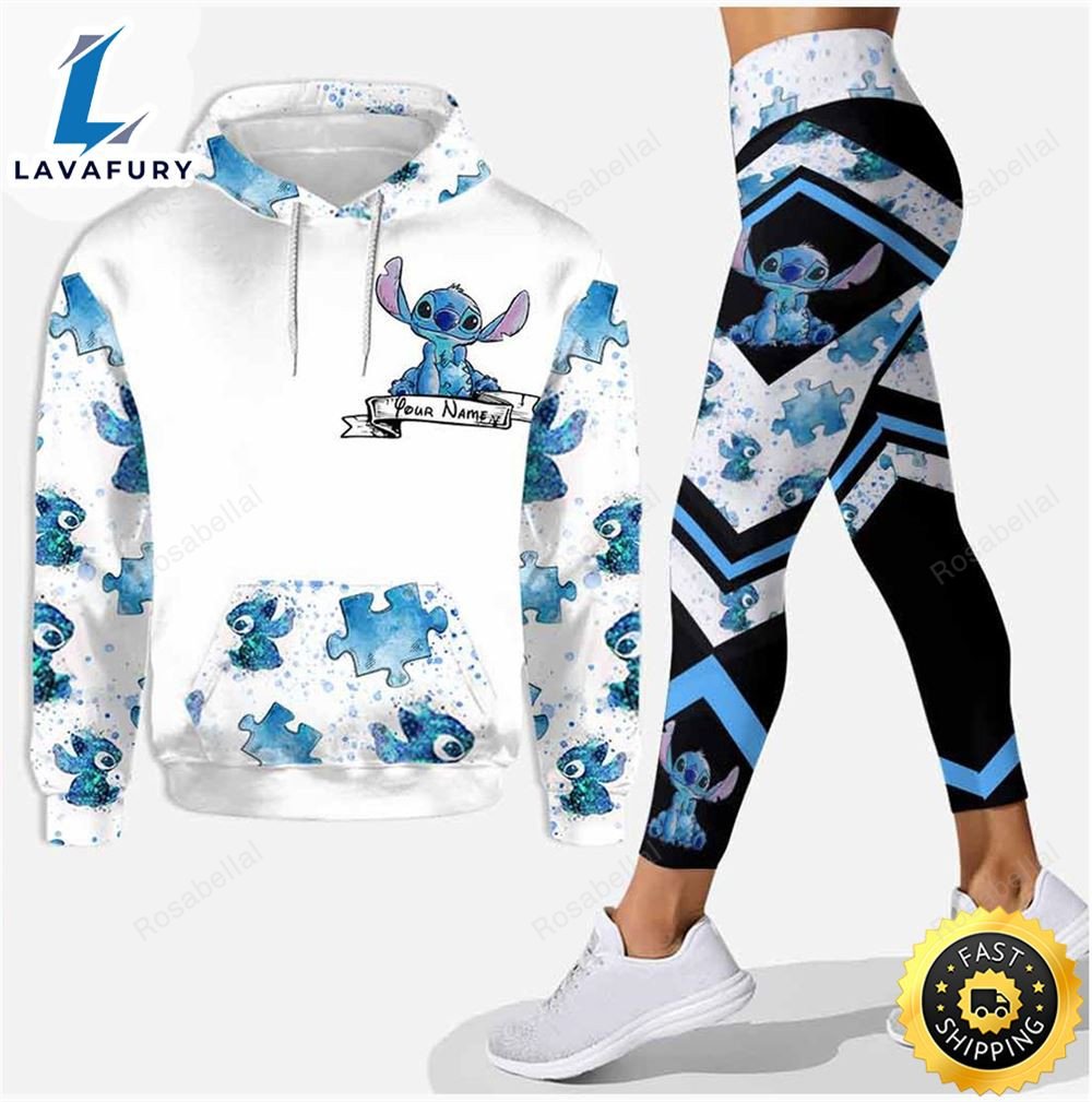 Gift For Stitch Lover Disney Gift Autism Awareness Personalized Hoodie And Legging Set HLS1507
