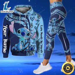 Custom Name Stitch Love Needs No Words Blue All Over Print 3d Hoodie And Leggings HLS1507