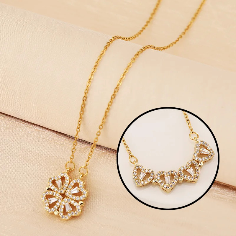 Lucky Heart Necklace With Six Roses