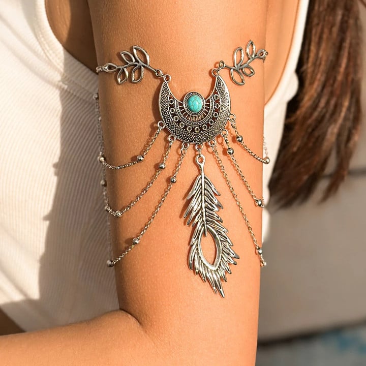 IngeSight.Z Vintage Metal Feather Pendant Upper Jewelry