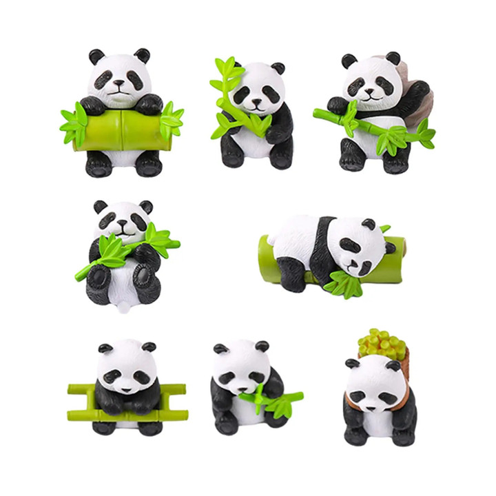 8 Pieces Resin Panda Figurines Craft Garden Decoration Decorative DIY Micro