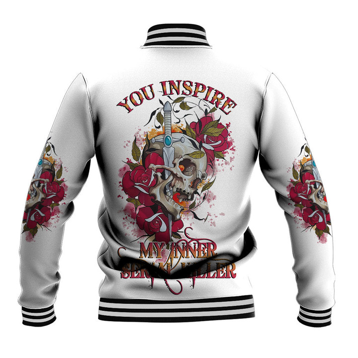 You Inspire My Inner Serial K Skull Rose Baseball Jacket Ts04 - Hearthtops Store