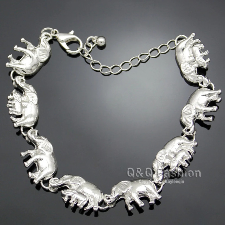 New Fashion Silver Plated Elephant Pendant Bracelet For Woman Baby Link Hindu Ganesh Charms Chain Bangle Man Jewelry Accessories