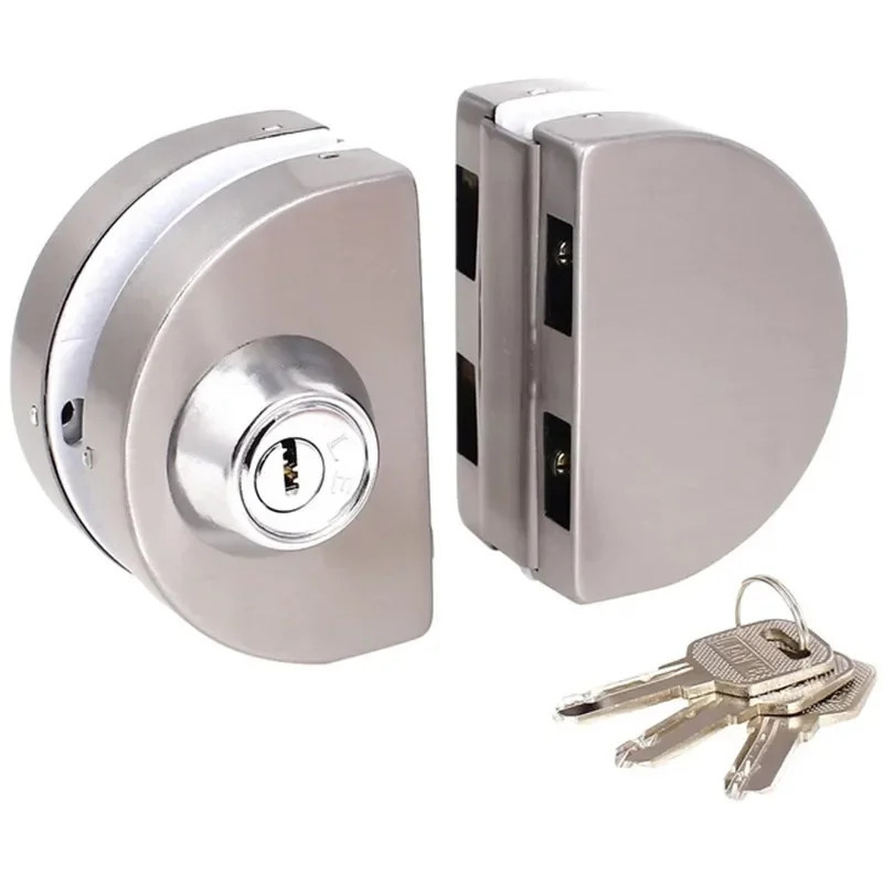 10-12mm Glass Swing Push Sliding Door Lock With 3 Keys Toughened Glass ...