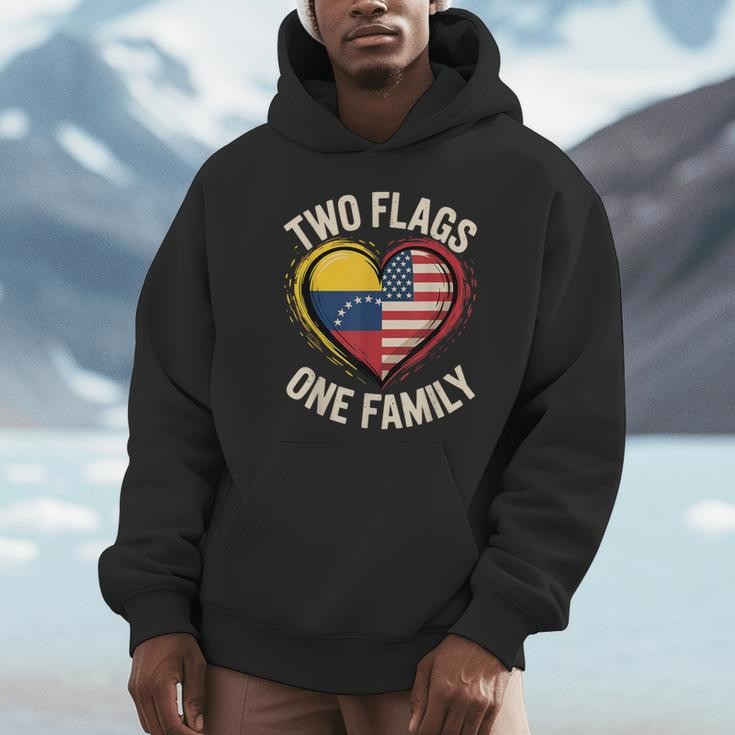 Hands Off Venezuela Hoodie Two Flags One Family Half American ...