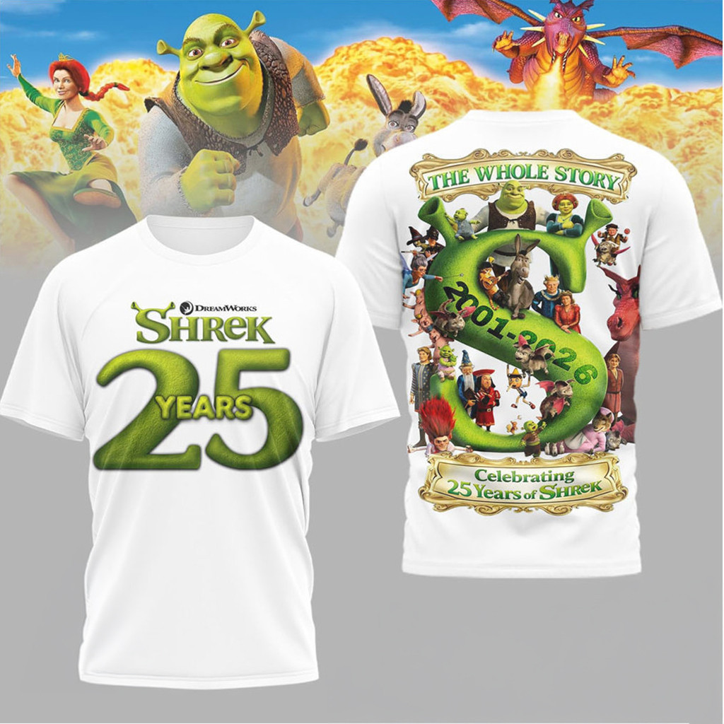 Shrek 25 Years Anniversary The Whole Story 2001 2026 T-Shirt Shrek ...