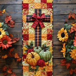 Fall Cross Beauty Quilted Table Runner NCU0NT9327