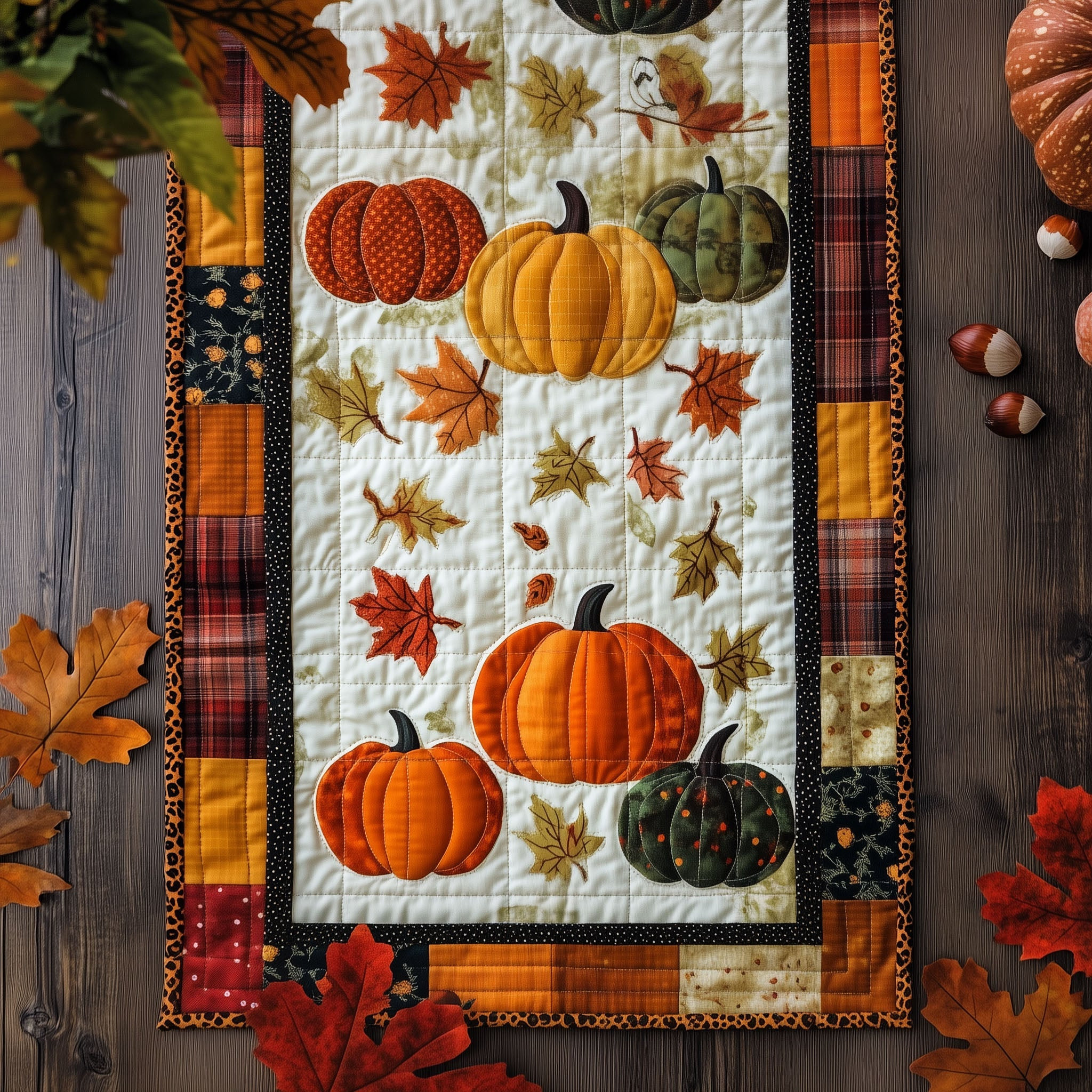 Autumn Whimsy Quilted Table Runner NCU0PT8631