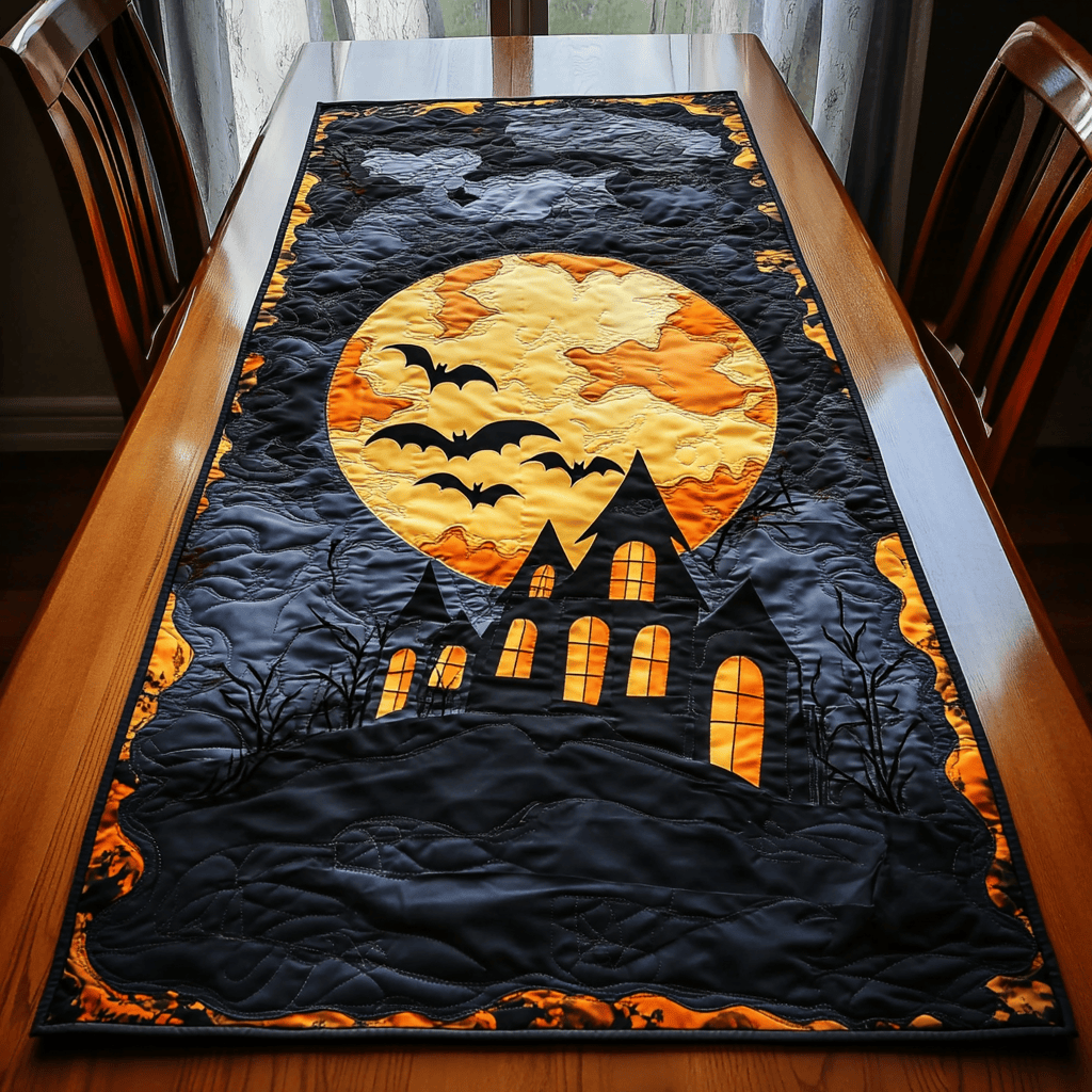 Moonlit House Quilted Table Runner NCU0DK9375