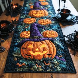 Grinning Gourd Quilted Table Runner NCU0DV7159