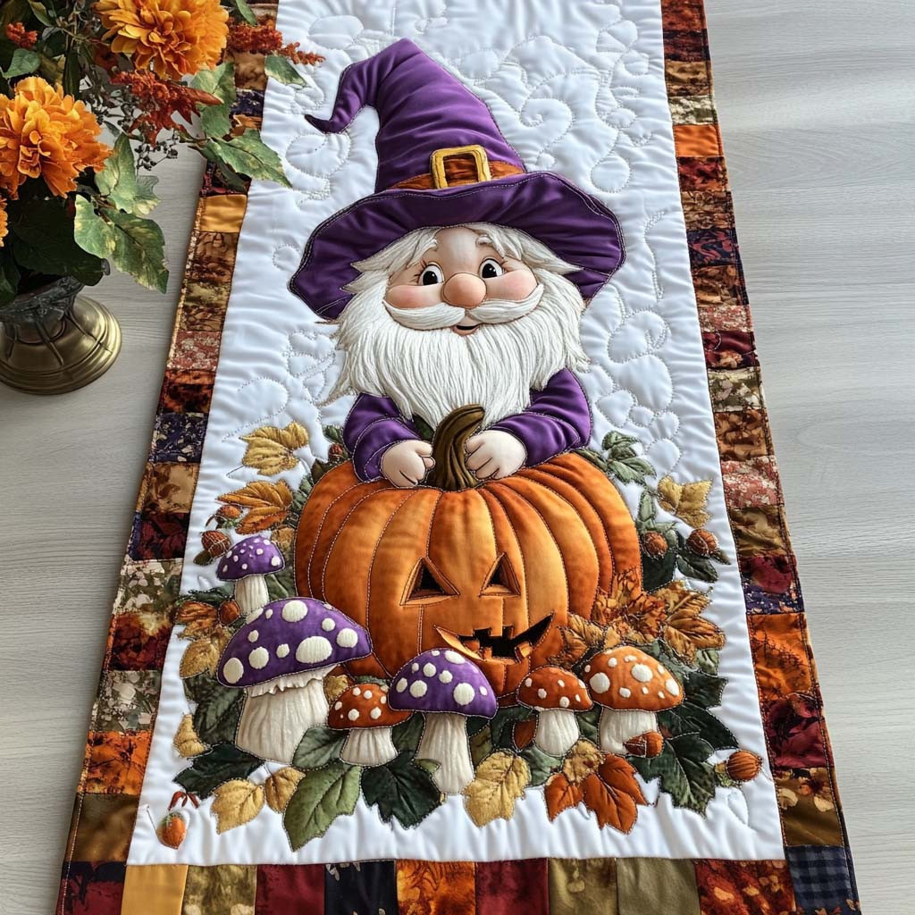 Fall Gnome Magic Quilted Table Runner NCU0NT9123