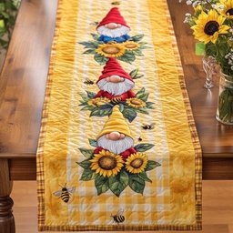 Autumn Gnome Cozies Quilted Table Runner NCU0NT9119