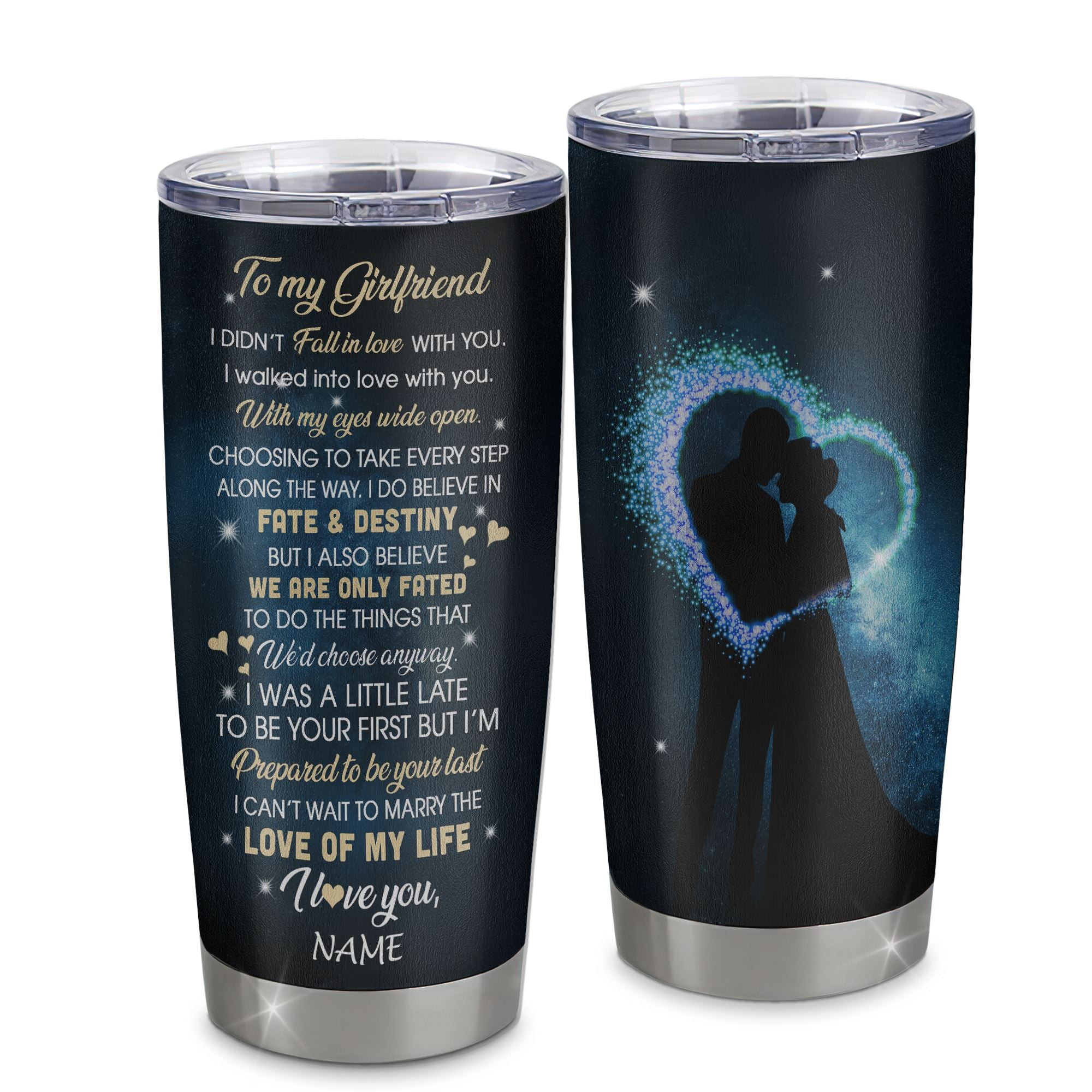 Personalized To My Girlfriend Tumbler Fall In Love With You Future Wife Birthday Anniversary Romantic Gift Valentines Gift
