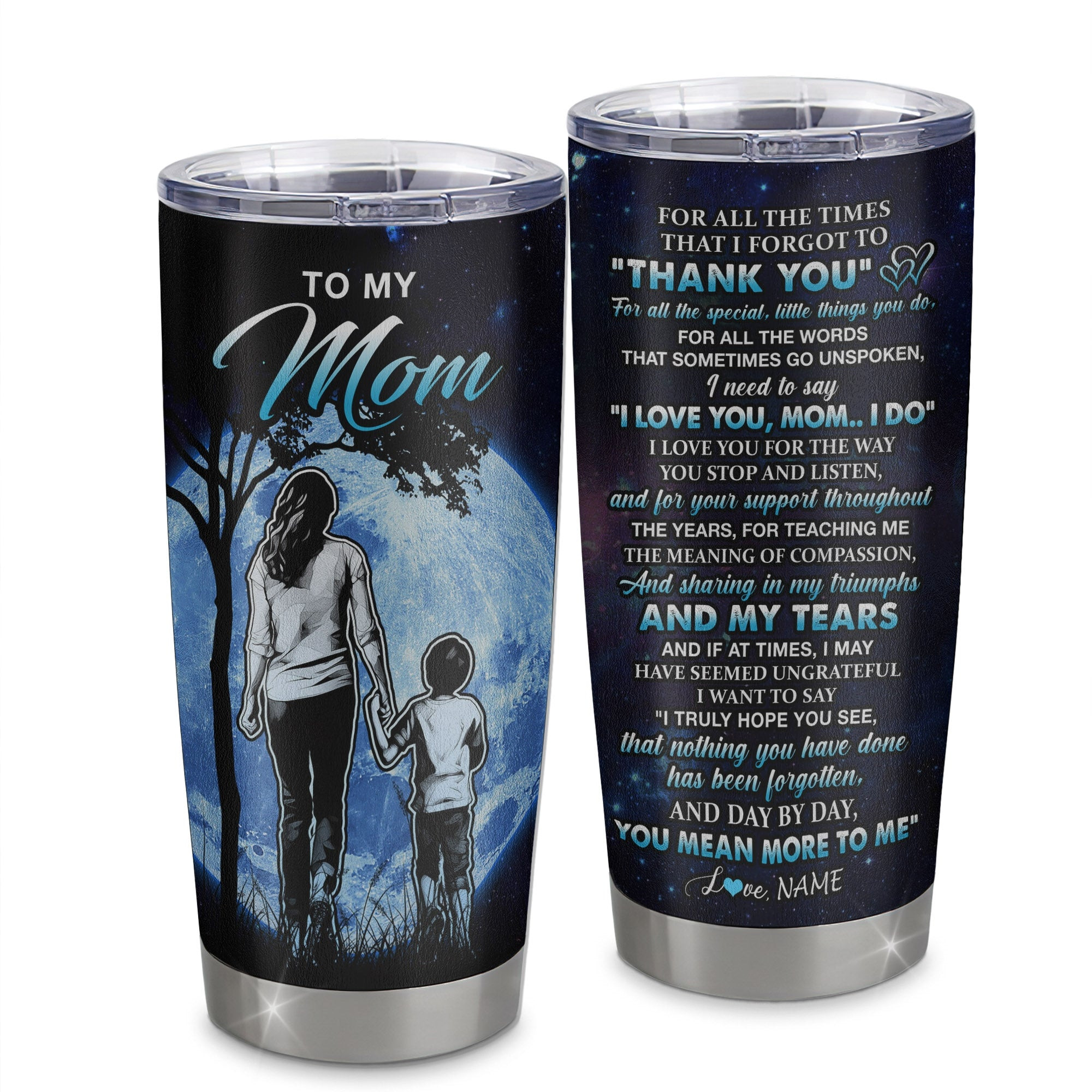 Personalized To My Mom Tumbler From Son Stainless Steel Cup Thank You Day By Day Mom Birthday Mothers Day Thanksgiving Gift