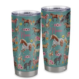 Personalized Horse For Girl Tumbler Loves Horses Flower Floral For Daughter Niece Women Birthday Graduation Thanksgiving Gift