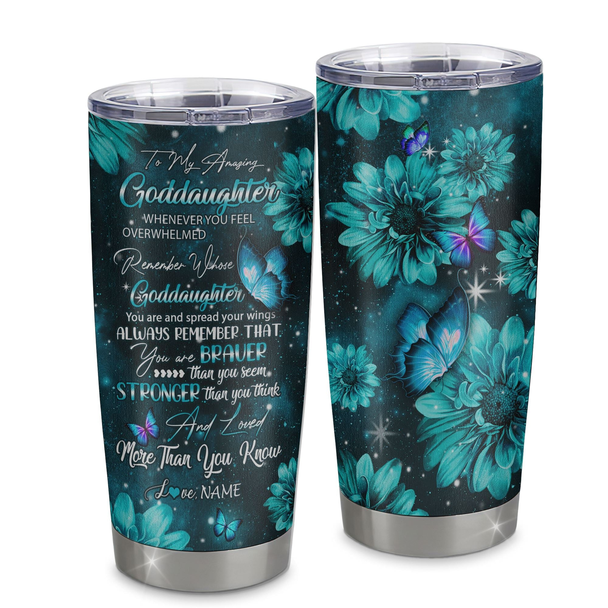 Personalized To My Goddaughter From Aunt Uncle Stainless Steel Tumbler Cup Birthday Graduation Gift