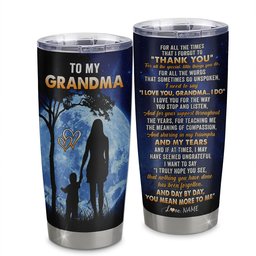 Personalized To My Grandma Tumbler From Granddaughter Grandson Stainless Steel Cup Thank You Grateful Love Birthday Mothers Day Thanksgiving Gift