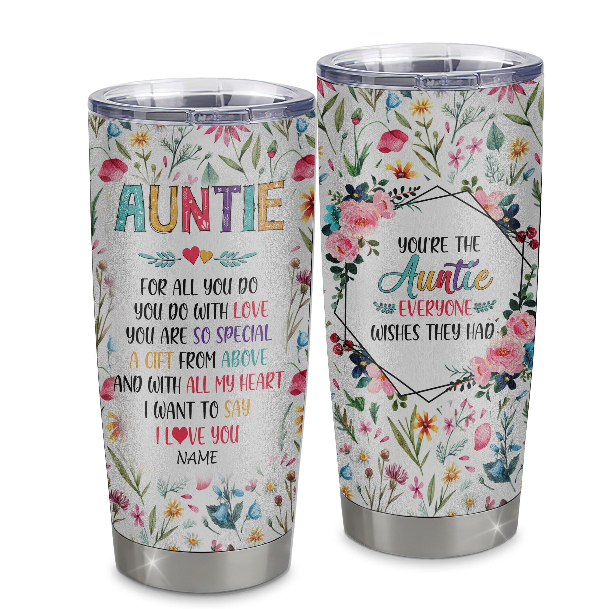 Personalized Auntie From Niece Nephew Stainless Steel Tumbler Cup You Are So Special I Love You Auntie Mothers Day Birthday Gift