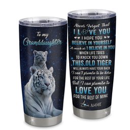 Personalized To My Granddaughter Tumbler Gift From Grandma Pops Stainless Steel This Old Tiger Love You Granddaughter Birthday Graduation Gift