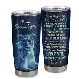 Personalized To My Granddaughter Tumbler From Grandma Gigi Stainless Steel Cup This Old Lion Love You Granddaughter Birthday Graduation Gift