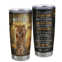 Personalized To My Nephew Lion Tumbler From Aunt Auntie Never Forget That I Love You Niece Birthday Gifts Graduation