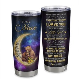 Personalized To My Niece Tumbler From Aunt Uncle Positive Energy Encourage Brave Little Bear Niece Birthday Gifts Graduation Gift