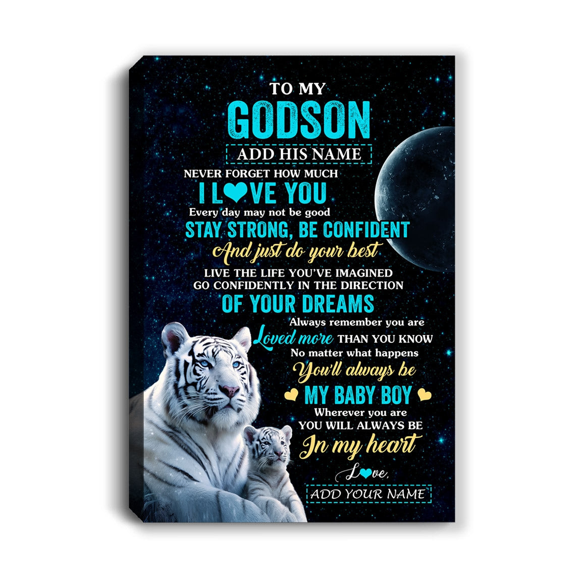 Personalized To My Godson Tumbler From Godmother Godfather Wolf Braver Stronger Smarter Godson Birthday Graduation Gift