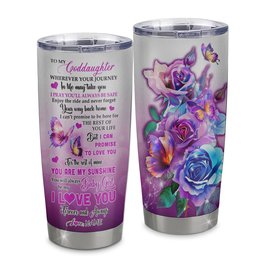 Personalized To My Goddaughter From Godmother Stainless Steel Tumbler Cup Wherever Your Journey In Life Butterfly Goddaughter Graduation Gift