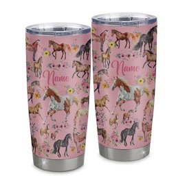 Personalized Horse Tumbler For Girl Kid Loves Horses Flower Floral Women For Daughter Niece Granddaughter Birthday Graduation Thanksgiving Gift