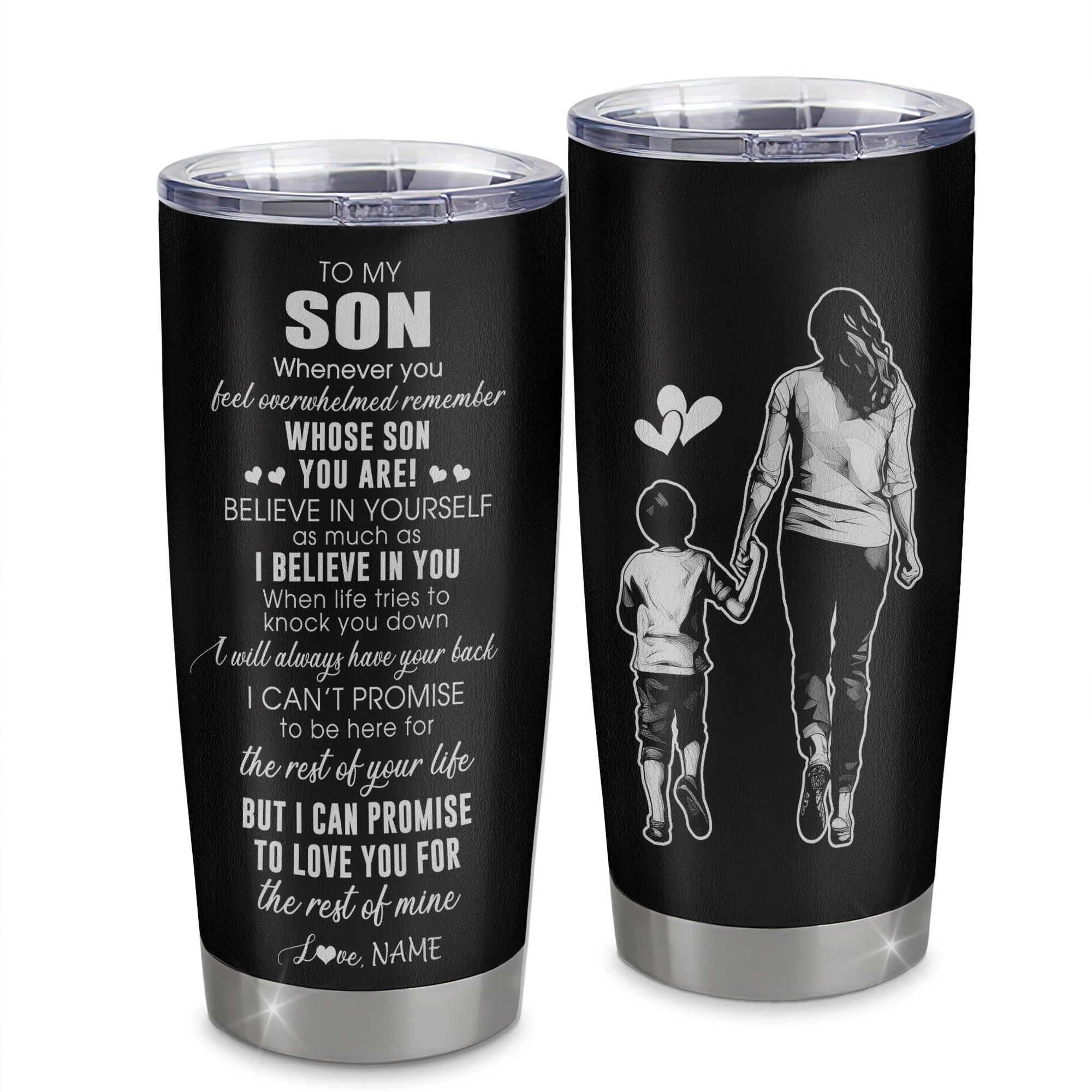 Personalized To My Son Tumbler From Mom Mother Stainless Steel Cup Whenever You Feel Overwhelmed Son Birthday Graduation Gift