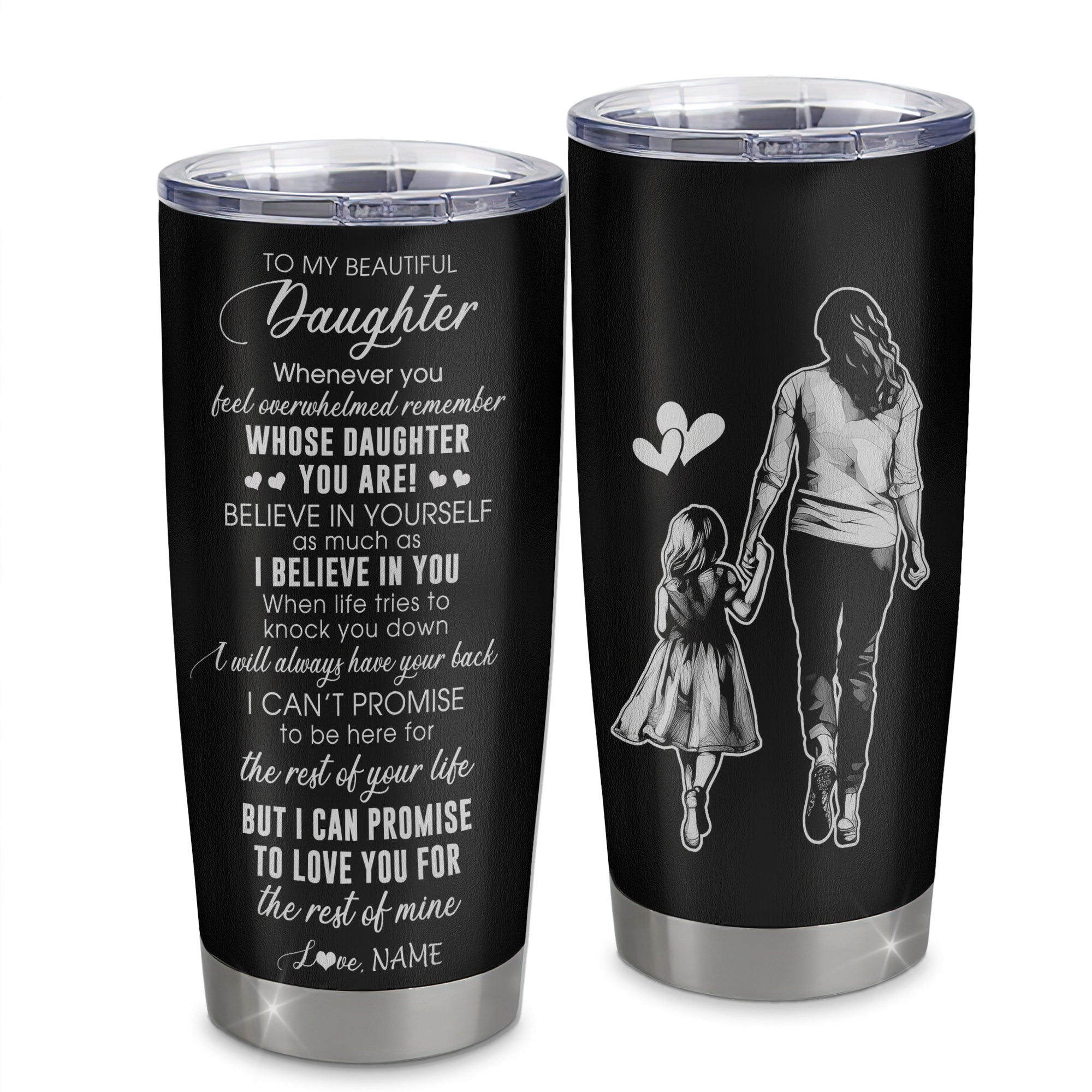 Personalized To My Daughter Tumbler From Mom Mother Stainless Steel Cup Whenever You Feel Overwhelmed Daughter Birthday Graduation Gift