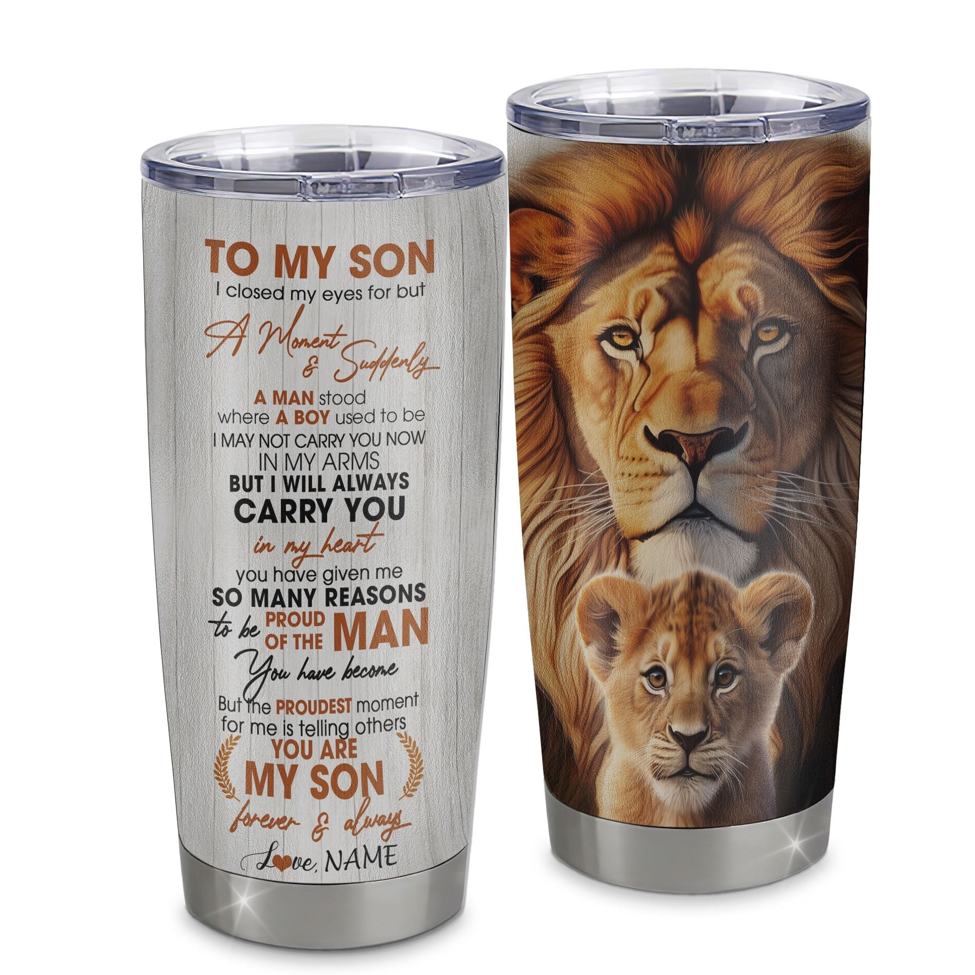 Personalized To My Son Lion Tumbler From Dad Father I Closed My Eyes Great Son Birthday Gifts Graduation Gift