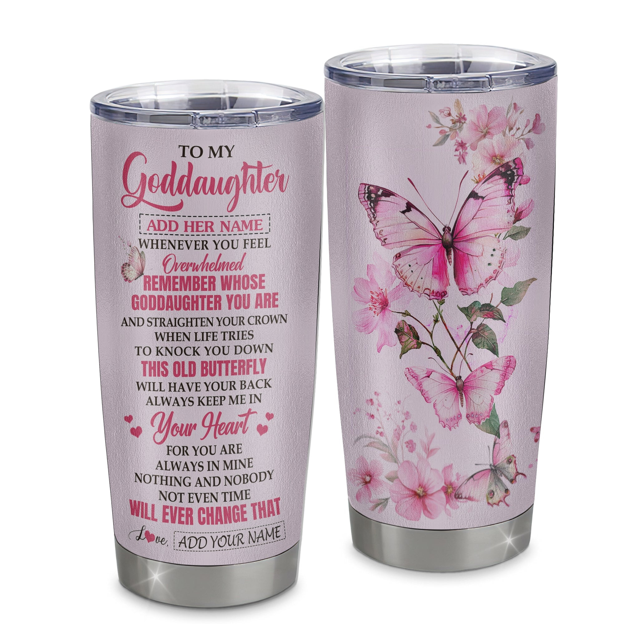 Personalized To My Goddaughter Gifts Tumbler From Godmother Whenever Butterfly Unique Birthday Gifts For Goddaughter Graduation Gift