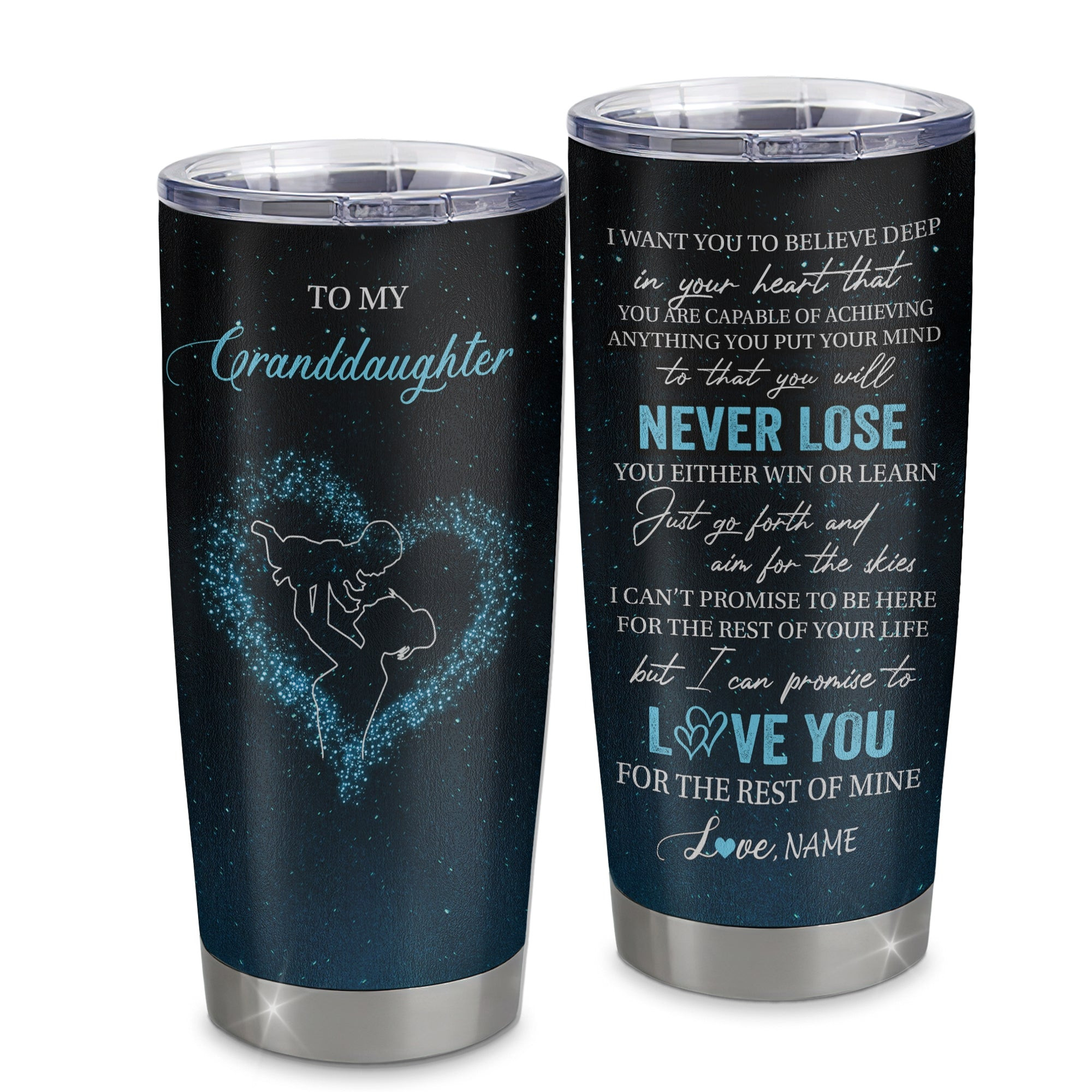 Personalized To My Granddaughter Tumbler From Grandma Nana Stainless Steel Cup Promise To Love You Granddaughter Birthday Gift
