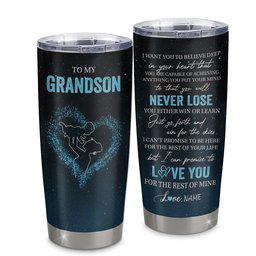 Personalized To My Grandson Tumbler From Grandma Nana Stainless Steel Cup Promise To Love You Grandson Birthday Graduation Gift