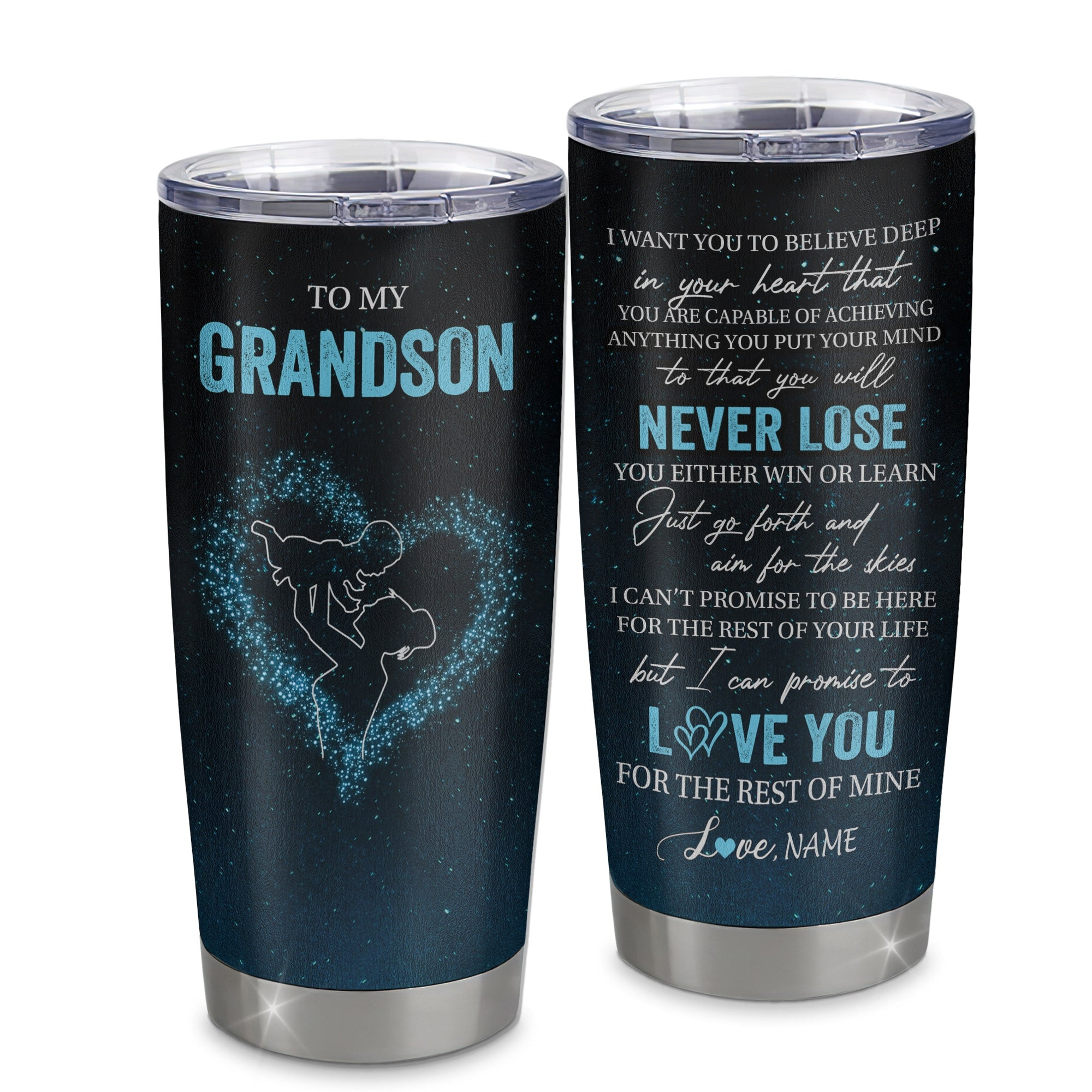 Personalized To My Grandson Tumbler From Grandma Nana Stainless Steel Cup Promise To Love You Grandson Birthday Graduation Gift