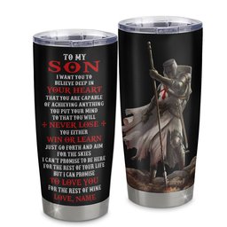 Personalized To My Son Knight Templar Tumbler From Dad Father Mom Stainless Steel Cup You Will Never Lose Son Birthday Gifts Graduation Gift
