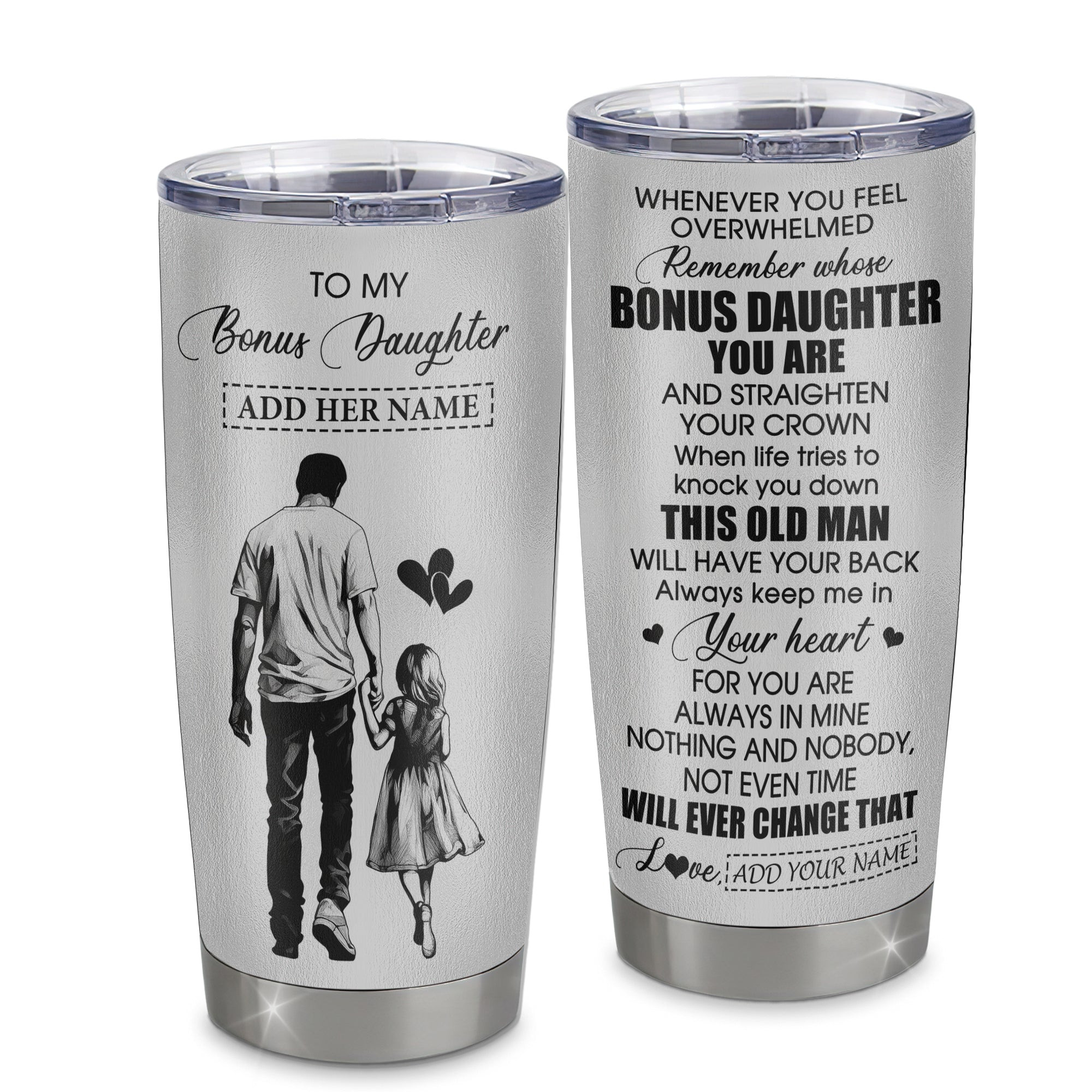 Personalized To My Bonus Daughter Gifts Tumbler From Stepdad Whenever Man Unique Birthday Gifts For Stepdaughter