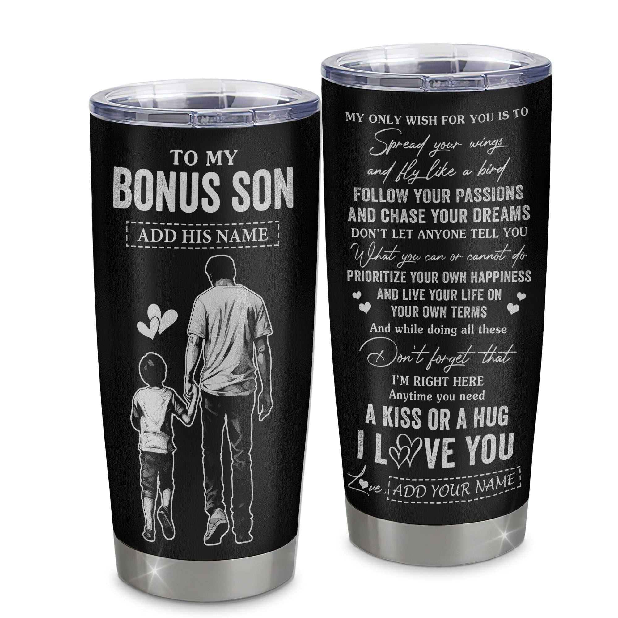Personalized To My Bonus Son Gifts Tumbler From Stepdad My Only Wish For You Stepson Birthday Gifts Graduation Gift