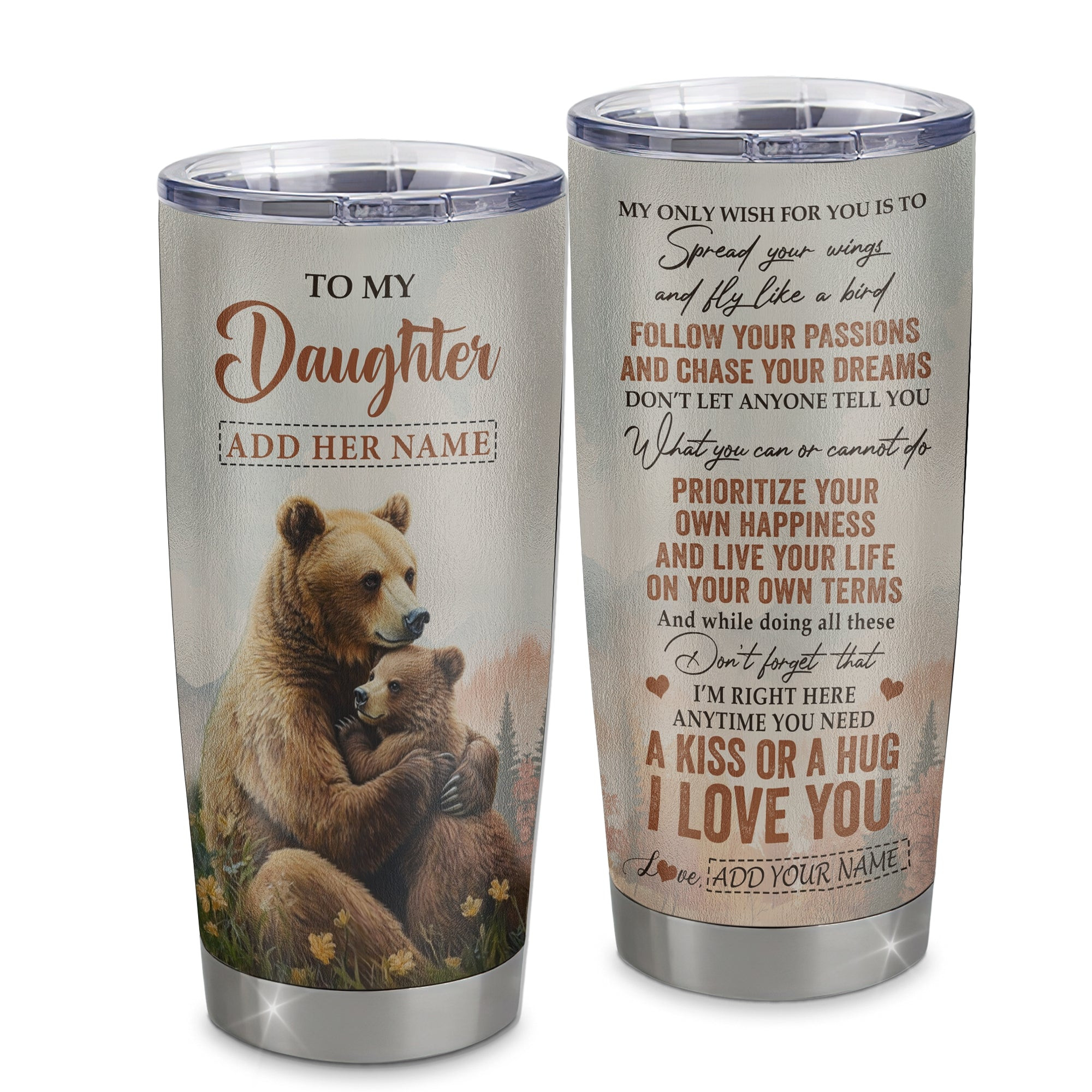 Personalized To My Daughter Gifts Tumbler From Mom Dad Bear My Only Wish For You Daughter Birthday Gifts Graduation Gift