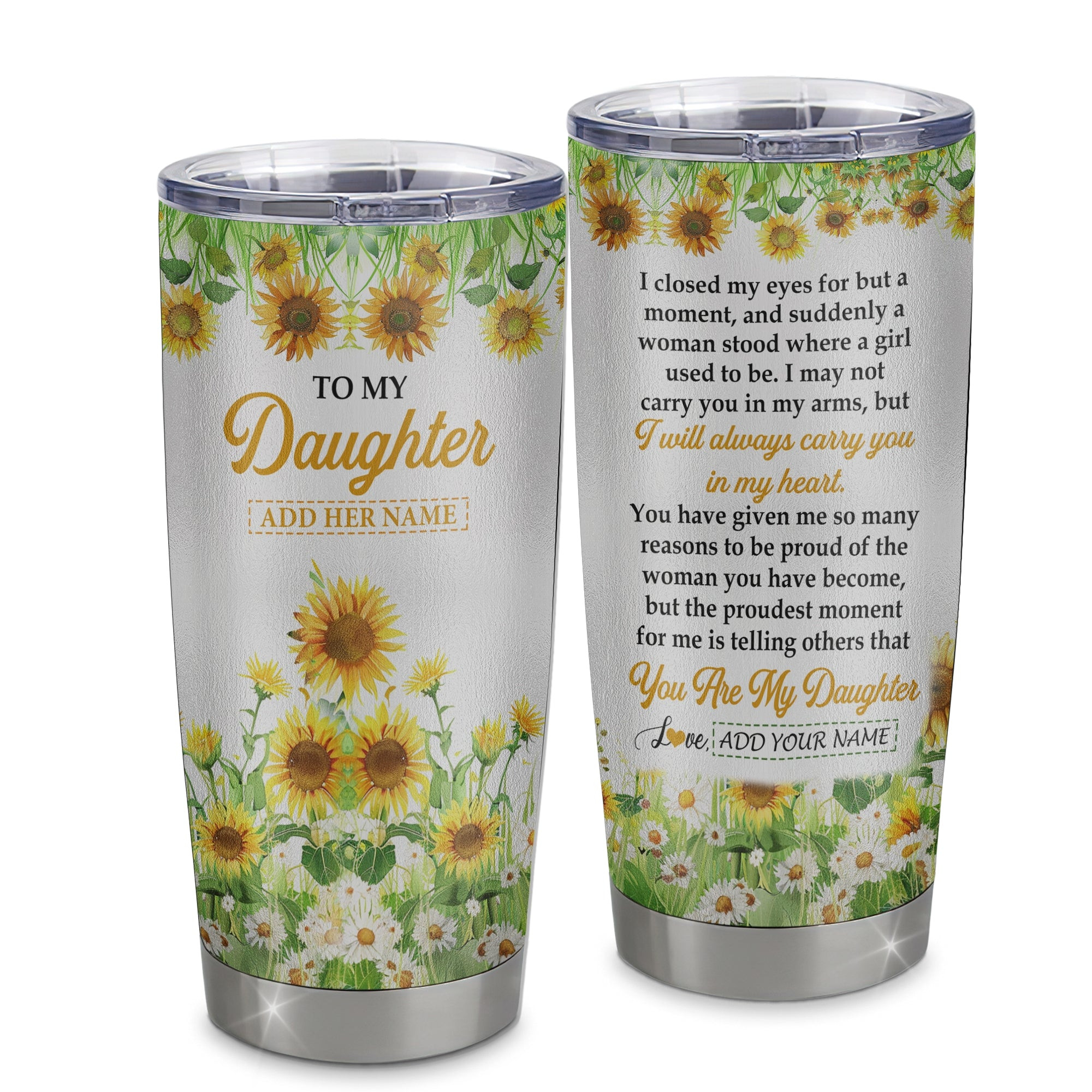 Personalized To My Daughter Gifts Tumbler From Mom Mother Dad I Closed My Eyes Sunflower Best Daughter Birthday Gifts Gift