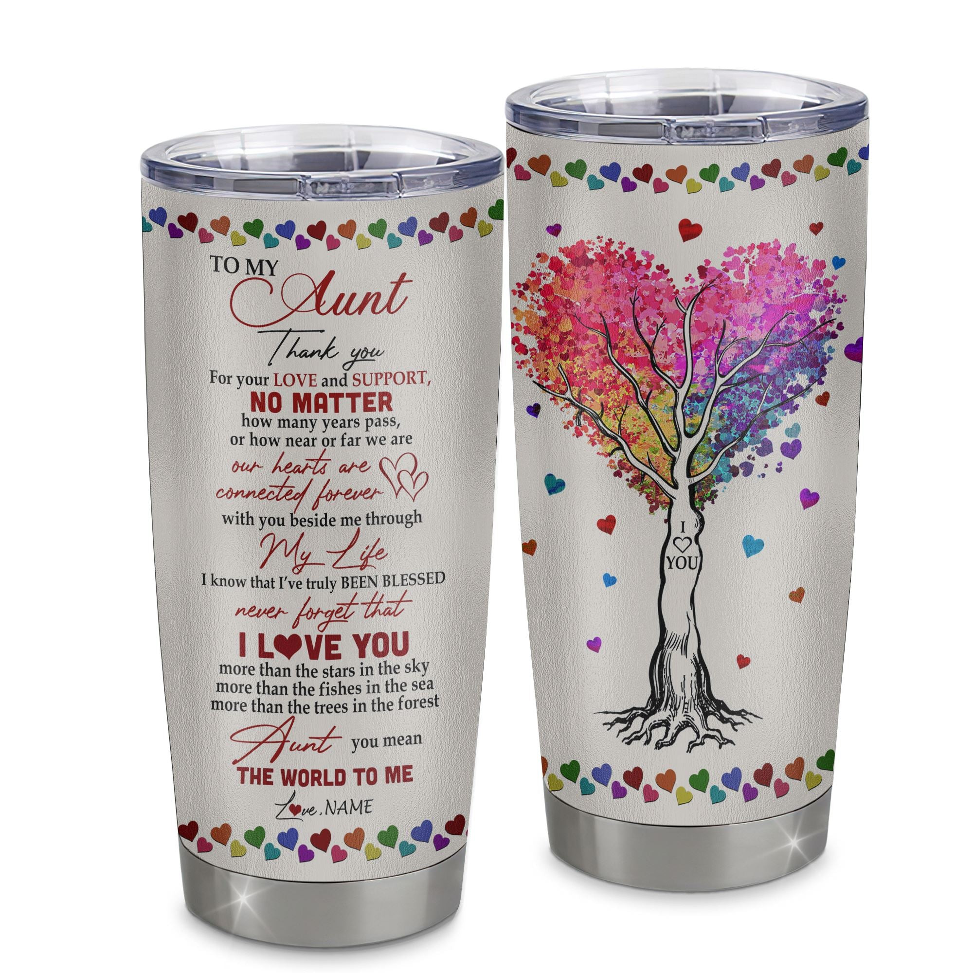 Personalized Aunt From Niece Nephew Stainless Steel Tumbler Cup Never Forget I Love You You Mean The World To Me Aunt Mothers Day Birthday Gift