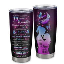 Personalized Sweet 19 Gifts For Girls Daughter Tumbler Stainless Steel Cup From Mom Butterfly Sweet Nineteen 19 Year Old Birthday Decorations Travel Mug Gift