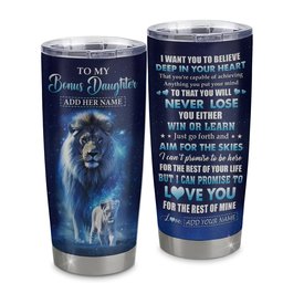 Personalized To My Bonus Daughter Tumbler From Stepfather Believe Your Heart Stepdaughter Gift Birthday Graduation Gift